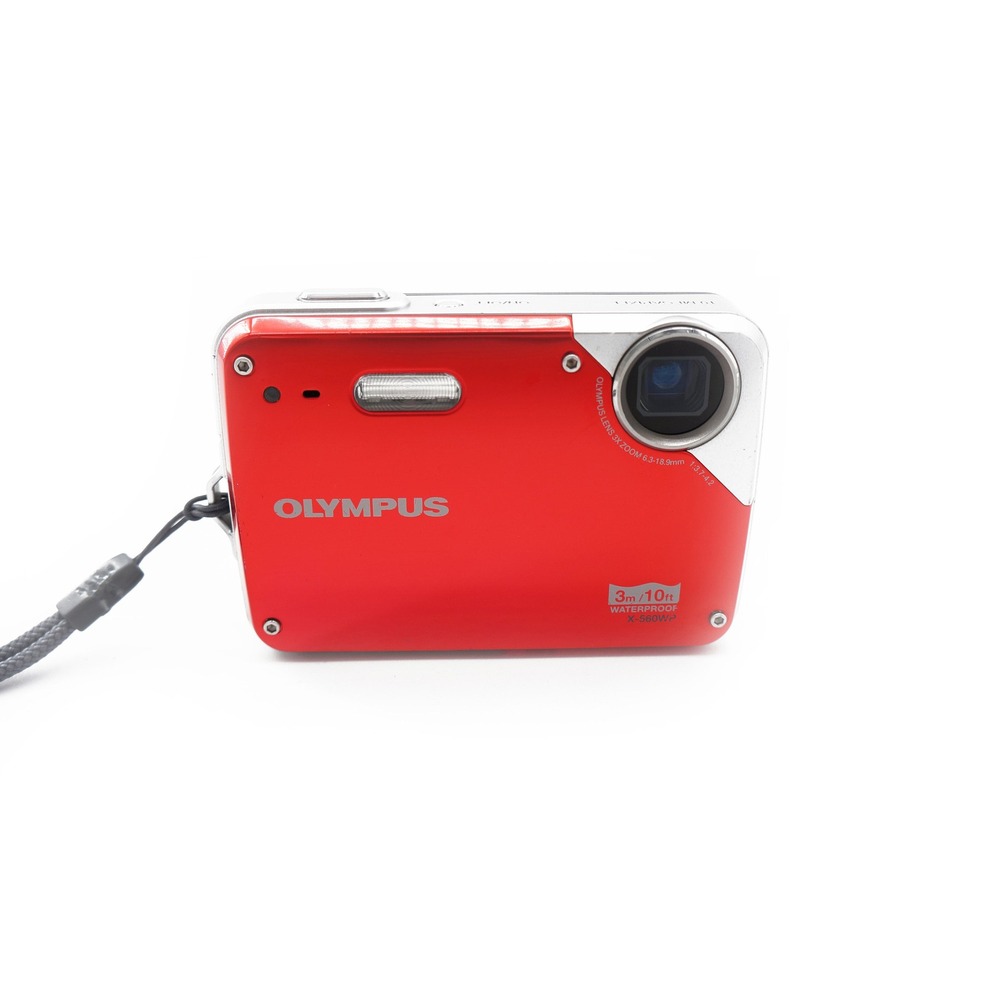 Vtg Olympus X-560WP 10MP Red Digital Camera Digi Point Shoot Camera Tested Y2k